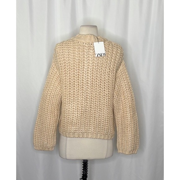 NWT!! ZARA Chunky Knit Cardigan Sweater Solid Ivory Blogger Favorite Small - Picture 10 of 16